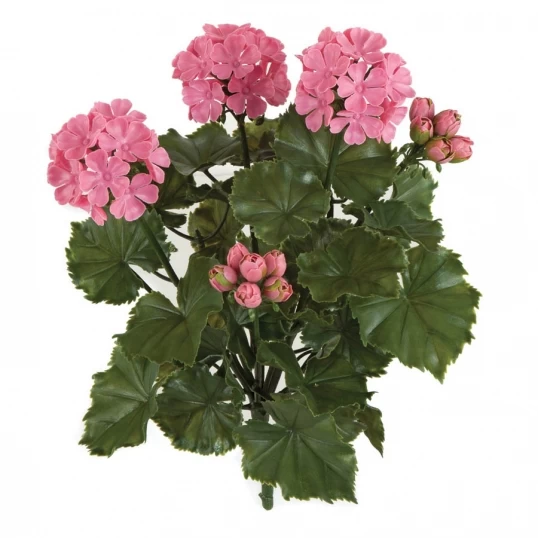17 Inch Artificial Outdoor Pink Geranium Bush: Unpotted