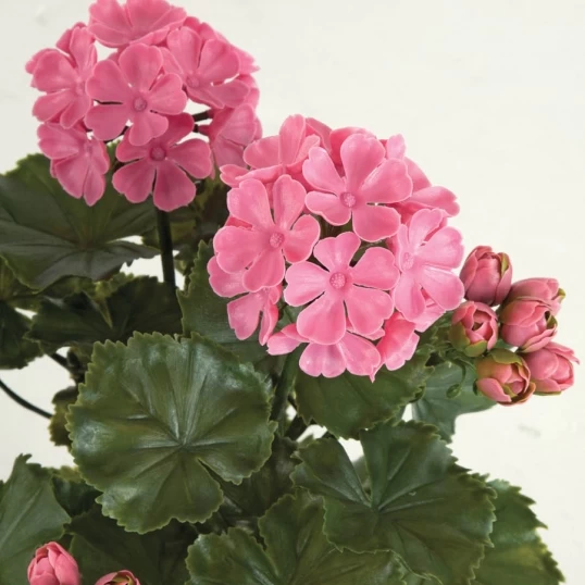 17 Inch Artificial Outdoor Pink Geranium Bush: Unpotted - Image 2