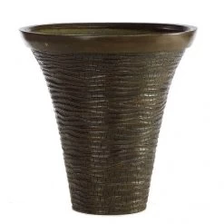 18.5 Inch Brown Fiberglass Carved Motif Planter: 16.5 Inch Inside Dia.