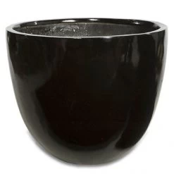 16.75H X 20W Inch Glossy Black Fiberglass Planter: 18 Inch Inside Dia.
