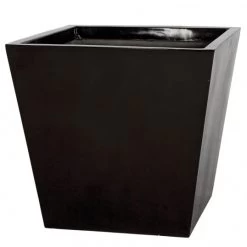 23H X 25W Inch Gloss Black Fiberglass Square Planter: 21 Inch Inside Dia.