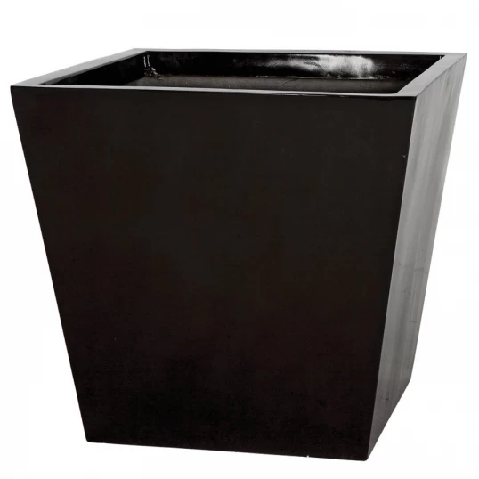 23H X 25W Inch Gloss Black Fiberglass Square Planter: 21 Inch Inside Dia.