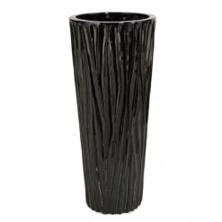 25H Inch Gloss Black Fiberglass Planter: 9 Inch Inside Dia.