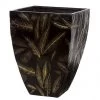 21 Inch Black/Gold Fiberglass Planter With Gold Leaf Design