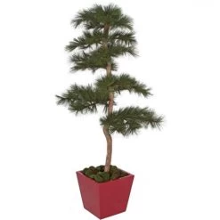7 Foot Fire Retardant PVC Needle Pine Tree With Natural Trunks: Potted