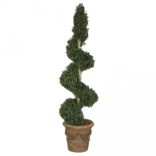 6 Foot Artificial Outdoor Polycaise Spiral Topiary With Natural Trunk
