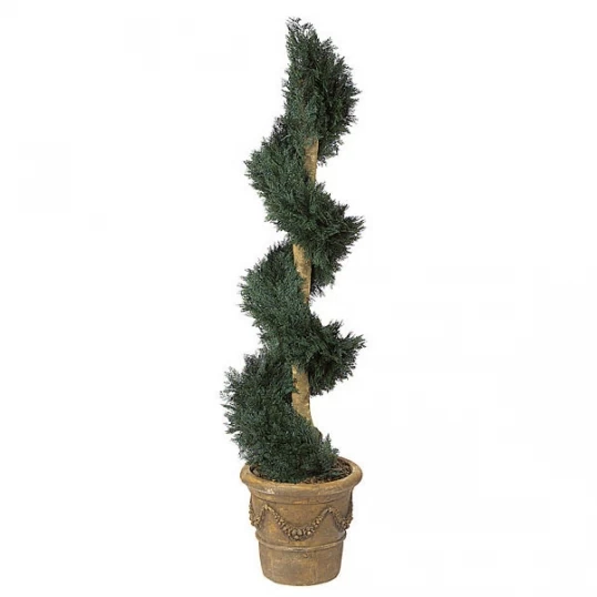 6 Foot Artificial Outdoor Juniper Spiral Topiary With Natural Trunk