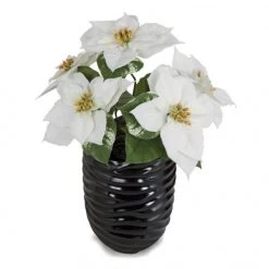 18 Inch White Poinsettia Bush With 5 Flowers (Set Of 4)