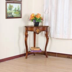 Corner Table With Cherry Finish