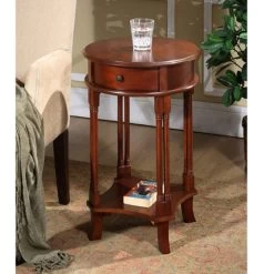 Round Accent Table With Cherry Finish