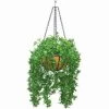 Artificial Outdoor English Ivy In Decorative Hanging Basket With Chain
