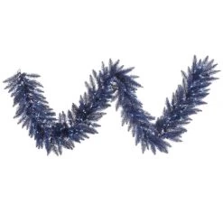 9 Foot X 14 Inch Navy Blue Fir Garland: Blue LEDs