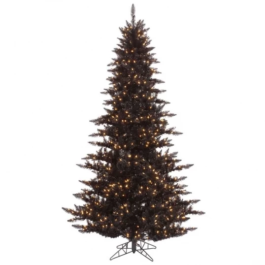 5.5 Foot Slim Black Fir Tree: Clear Lights