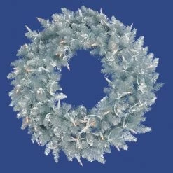 30 Inch Silver Fir Wreath: Clear LEDs