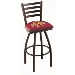 30 Inch Black Iowa State Ladder Back Swivel Counter Stool