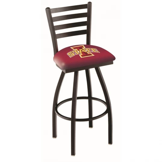 30 Inch Black Iowa State Ladder Back Swivel Counter Stool