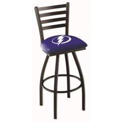 30 Inch Black Tampa Bay Lightning Ladder Back Swivel Counter Stool