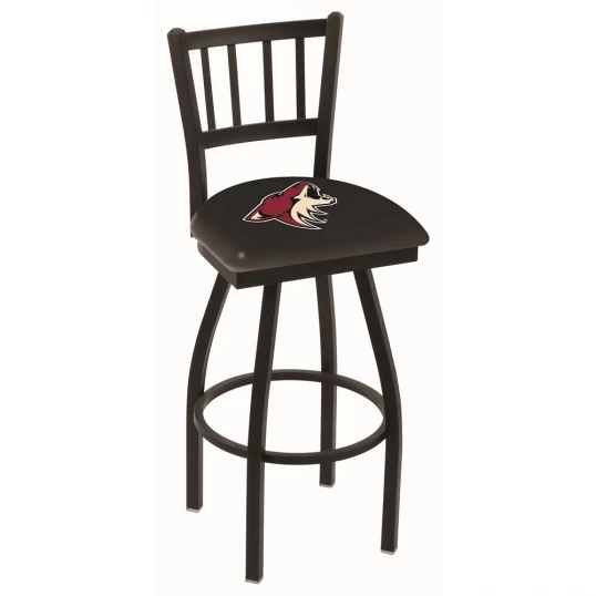 25 Inch Black Arizona Coyotes Jailhouse Back Swivel Bar Stool