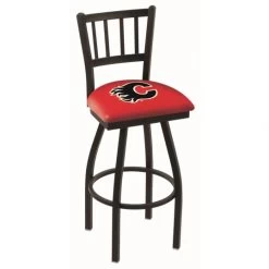 30 Inch Black Calgary Flames Jailhouse Back Swivel Counter Stool
