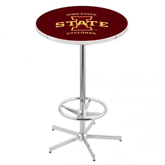 42 Inch Chrome Iowa State Pub Table