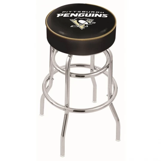 25 Inch Pittsburgh Penguins Chrome 2-Ring Base Swivel Bar Stool