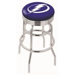 L7C3 - 25 Inch Chrome 2-Ring Tampa Bay Lightning Swivel Bar Stool