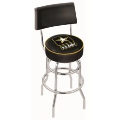 30 Inch Chrome 2-Ring U.S. Army Swivel Counter Stool W/ Back