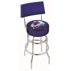 25 Inch Chrome 2-Ring Colorado Avalanche Swivel Bar Stool W/ Back