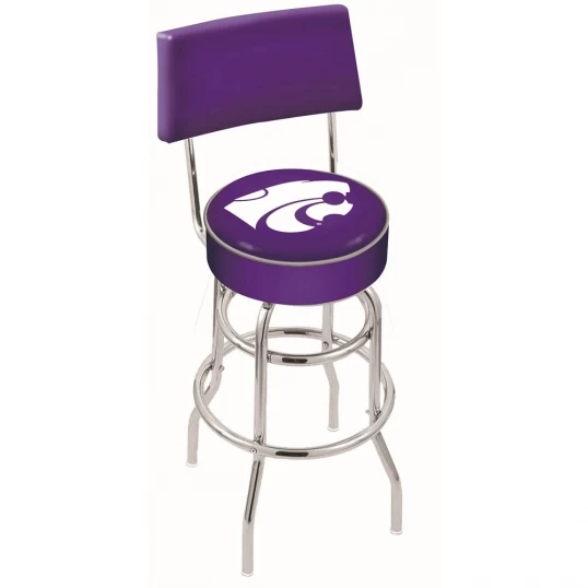 25 Inch Chrome 2-Ring Kansas State Swivel Bar Stool W/ Back