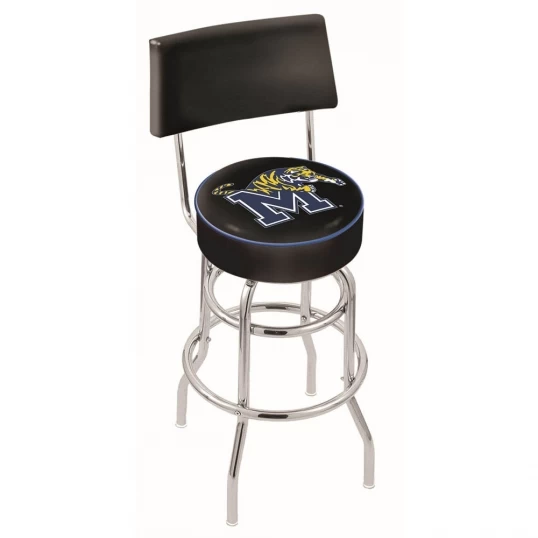 25 Inch Chrome 2-Ring Memphis Swivel Bar Stool W/ Back