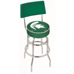 30 Inch Chrome 2-Ring Michigan State Swivel Counter Stool W/ Back