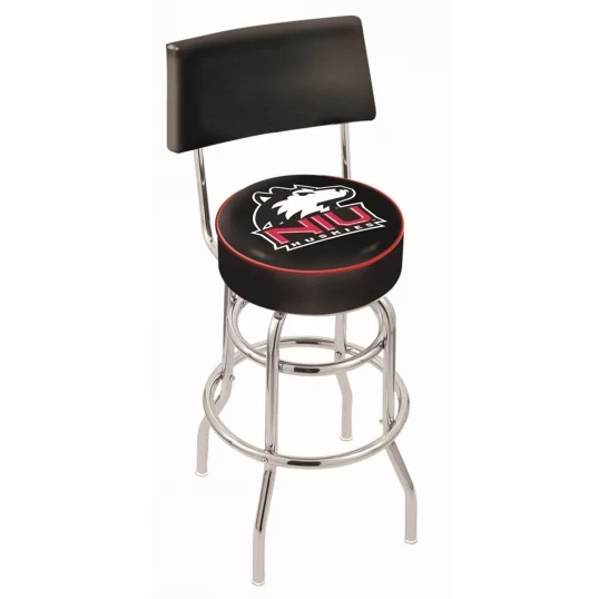 30 Inch Chrome 2-Ring Northern Illinois Swivel Counter Stool W/ Back