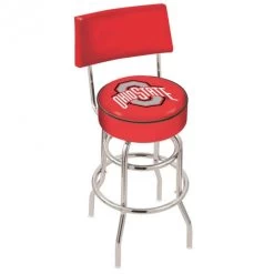 25 Inch Chrome 2-Ring Ohio State Swivel Bar Stool W/ Back