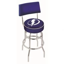25 Inch Chrome 2-Ring Tampa Bay Lightning Swivel Bar Stool W/ Back