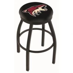 30 Inch Black Arizona Coyotes Swivel Counter Stool W/ Accent Ring