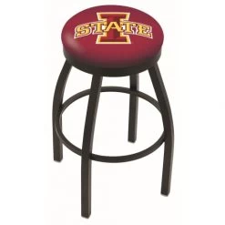 25 Inch Black Iowa State Swivel Bar Stool W/ Accent Ring