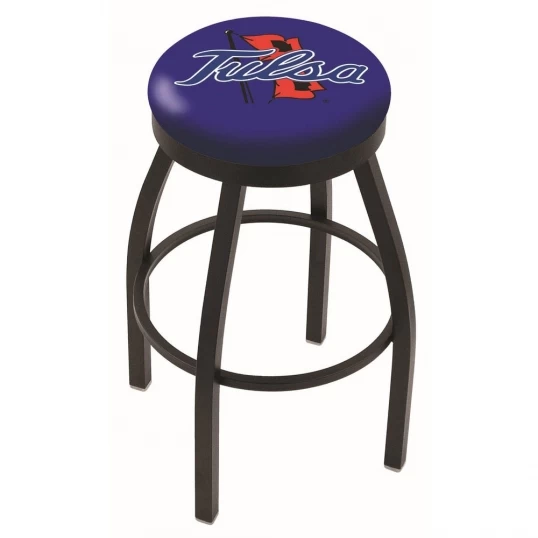 25 Inch Black Tulsa Swivel Bar Stool W/ Accent Ring
