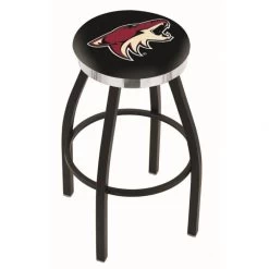 30 Inch Black Arizona Coyotes Swivel Counter Stool W/ Chrome Accent Ring