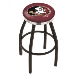 25 Inch Black Florida State Head Swivel Bar Stool W/ Chrome Accent Ring