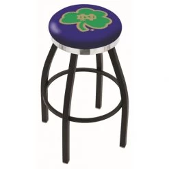 30 Inch Black Notre Dame Shamrock Swivel Counter Stool W/ Chrome Accent