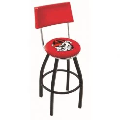 25 Inch Black Georgia Bulldog Swivel Bar Stool W/ Back