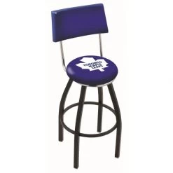 25 Inch Black Toronto Maple Leafs Swivel Bar Stool W/ Back