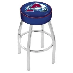 30 Inch Colorado Avalanche Logo Swivel Counter Stool W/ Chrome Base
