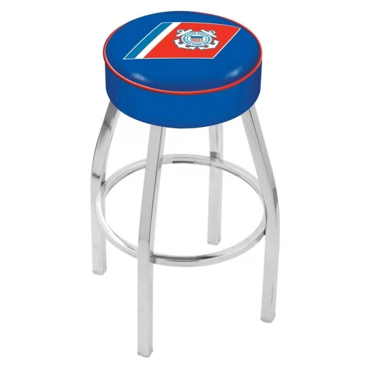 30 Inch U.S. Coast Guard Logo Swivel Counter Stool W/ Chrome Base