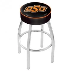 25 Inch Oklahoma State Logo Swivel Bar Stool W/ Chrome Base