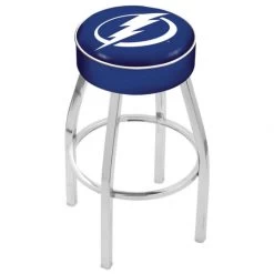 25 Inch Tampa Bay Lightning Logo Swivel Bar Stool W/ Chrome Base