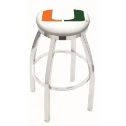 30 Inch Chrome Miami Swivel Counter Stool W/ Accent Ring