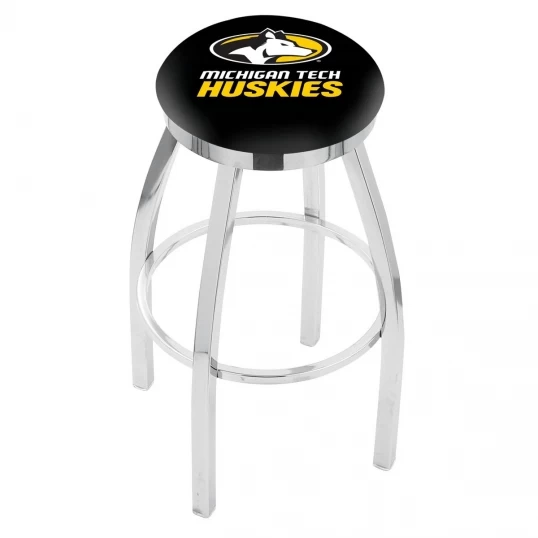 30 Inch Chrome Michigan Tech Swivel Counter Stool W/ Accent Ring