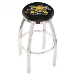 30 Inch Chrome Wichita State Swivel Counter Stool W/ Accent Ring