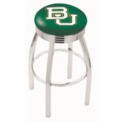 25 Inch Chrome Baylor Swivel Bar Stool W/ Ribbed Accent
